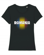 cu iz românesc: România - fundal tricolor #3 Tricou mânecă scurtă guler larg fitted Damă Expresser