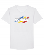 cu iz românesc: România - fundal tricolor #5 Tricou mânecă scurtă guler larg Bărbat Skater