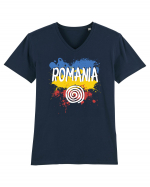 cu iz românesc: România - fundal tricolor #6 Tricou mânecă scurtă guler V Bărbat Presenter
