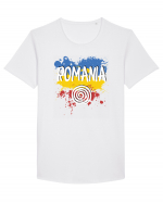 cu iz românesc: România - fundal tricolor #6 Tricou mânecă scurtă guler larg Bărbat Skater