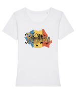 cu iz românesc: România - hartă decorată Tricou mânecă scurtă guler larg fitted Damă Expresser