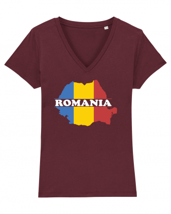 cu iz românesc: România - hartă tricoloră Burgundy