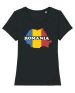 cu iz românesc: România - hartă tricoloră Tricou mânecă scurtă guler larg fitted Damă Expresser