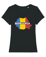 cu iz românesc: România - hartă tricoloră Tricou mânecă scurtă guler larg fitted Damă Expresser