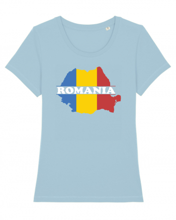 cu iz românesc: România - hartă tricoloră Sky Blue