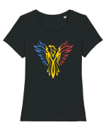 cu iz românesc: România - Phoenix tricolor Tricou mânecă scurtă guler larg fitted Damă Expresser