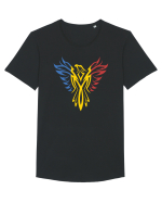 cu iz românesc: România - Phoenix tricolor Tricou mânecă scurtă guler larg Bărbat Skater