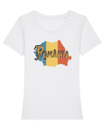 cu iz românesc: România - text decorativ Tricou mânecă scurtă guler larg fitted Damă Expresser