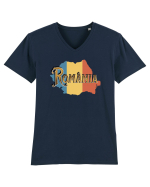 cu iz românesc: România - text decorativ Tricou mânecă scurtă guler V Bărbat Presenter