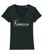 cu iz românesc: România subliniată Tricou mânecă scurtă guler V Damă Evoker