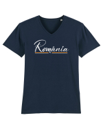 cu iz românesc: România subliniată Tricou mânecă scurtă guler V Bărbat Presenter