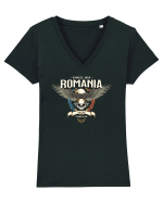 cu iz românesc: Romania united forever Tricou mânecă scurtă guler V Damă Evoker