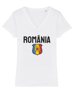cu iz românesc: Suporter România Tricou mânecă scurtă guler V Damă Evoker