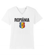 cu iz românesc: Suporter România Tricou mânecă scurtă guler V Bărbat Presenter