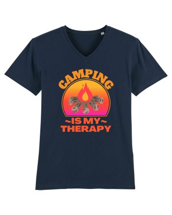 Camping Is My Therapy French Navy