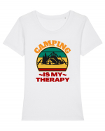 Camping Is My Therapy Tricou mânecă scurtă guler larg fitted Damă Expresser