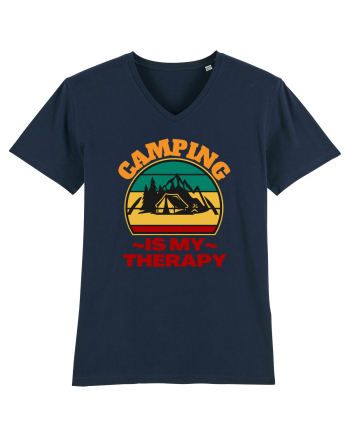 Camping Is My Therapy French Navy