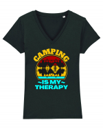 Camping Is My Therapy Tricou mânecă scurtă guler V Damă Evoker