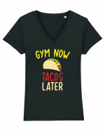 Gym now, Tacos Later Tricou mânecă scurtă guler V Damă Evoker