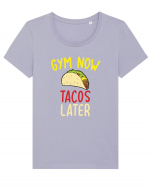 Gym now, Tacos Later Tricou mânecă scurtă guler larg fitted Damă Expresser