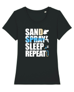 Sand Spray Sleep Repeat Tricou mânecă scurtă guler larg fitted Damă Expresser