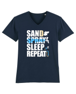 Sand Spray Sleep Repeat Tricou mânecă scurtă guler V Bărbat Presenter