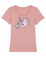 Călărind unicornii Tricou mânecă scurtă guler larg fitted Damă Expresser