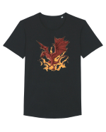 Design cu dragoni Tricou mânecă scurtă guler larg Bărbat Skater
