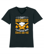 I can't because I'm playing with knives and fire Tricou mânecă scurtă guler V Bărbat Presenter