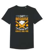 I can't because I'm playing with knives and fire Tricou mânecă scurtă guler larg Bărbat Skater