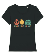 Peace Love Hip Hop Tricou mânecă scurtă guler larg fitted Damă Expresser