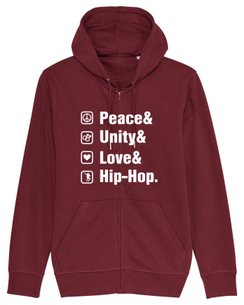 Peace Unity Love Hip Hop Burgundy