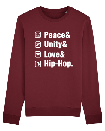 Peace Unity Love Hip Hop Burgundy