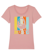 Vintage Headphones Hip Hop Music Tricou mânecă scurtă guler larg fitted Damă Expresser