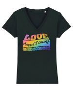 LOVE doesn`t count chromosomes Tricou mânecă scurtă guler V Damă Evoker