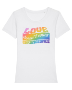 LOVE doesn`t count chromosomes Tricou mânecă scurtă guler larg fitted Damă Expresser