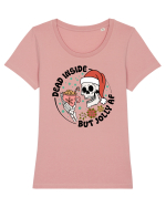 DEAD INSIDE BUT JOLLY AF Tricou mânecă scurtă guler larg fitted Damă Expresser