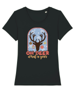 Oh Deer What A Year Tricou mânecă scurtă guler larg fitted Damă Expresser
