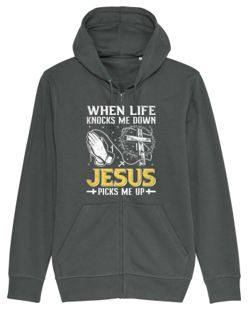 When life knocks me down Jesus picks me up Anthracite