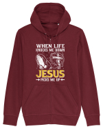 When life knocks me down Jesus picks me up Hanorac cu fermoar Unisex Connector