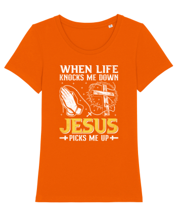 When life knocks me down Jesus picks me up Bright Orange
