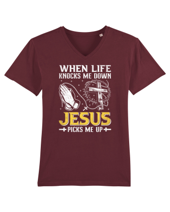 When life knocks me down Jesus picks me up Burgundy