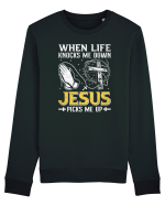 When life knocks me down Jesus picks me up Bluză mânecă lungă Unisex Rise
