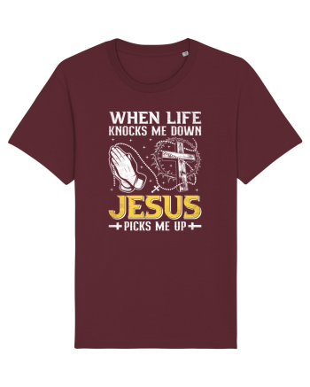 When life knocks me down Jesus picks me up Burgundy