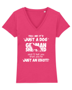 German Shephard Tricou mânecă scurtă guler V Damă Evoker
