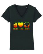 Peace Love Music Tricou mânecă scurtă guler V Damă Evoker