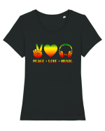Peace Love Music Tricou mânecă scurtă guler larg fitted Damă Expresser