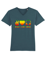 Peace Love Music Tricou mânecă scurtă guler V Bărbat Presenter