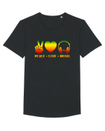 Peace Love Music Tricou mânecă scurtă guler larg Bărbat Skater