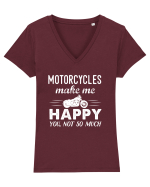Motoricyes make me happy Tricou mânecă scurtă guler V Damă Evoker